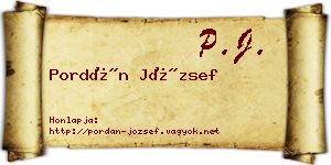 Pordán József névjegykártya