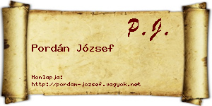 Pordán József névjegykártya